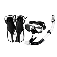 Ensemble de plongée 3 pièces pour adultes : masque de plongée en verre trempé, tuba entièrement étanche et palmes de natation