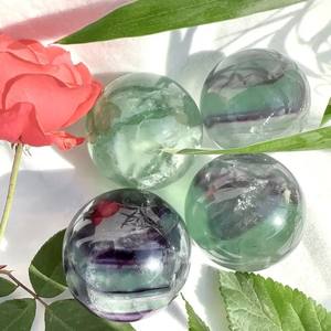 Wholesale Hand Carved <b>Crystal</b> Ball rainbow Fluorite Sphere Healing Quartz <b>Crafts</b> for Decoration - Product Image 4