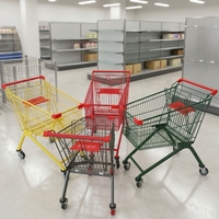 Mini chariot de courses en treillis métallique avec panier et roulettes pivotantes pour supermarché et magasin de détail