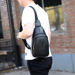 Sac à bandoulière motif <span class=keywords><strong>Crocodile</strong></span> <span class=keywords><strong>noir</strong></span> pour hommes, sac carré simple en PU - Product Image 6