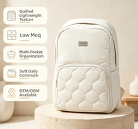 Sac à dos matelassé léger pour étudiants avec compartiment rembourré pour tablette, sangle élastique et poche arrière en maille pour le quotidien universitaire, femmes, adolescentes, OEM