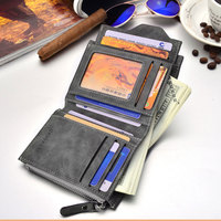Cartera de piel sintética de alta calidad para hombre, tarjetero resistente al agua, monedero con cremallera