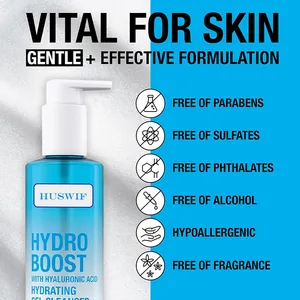 Private Label Hyaluronic Acid Face Cleanser Oil Control Deep Cleansing Gel Skin Care Facial Cleanser Amino Acids Face Wash Gel