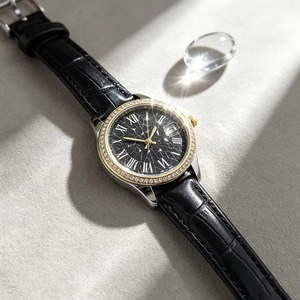 Reloj de Mujer al por Mayor con Diseño de Grietas de Hielo, Esfera con Números Romanos y Correa de Cuero con Textura de Bambú para Regalos Corporativos y Minoristas - Product Image 4