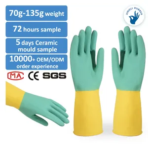Manset manik-manik dengan pegangan berlian kualitas tinggi tahan kimia warna Bi sarung tangan karet keselamatan kerja industri