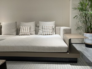 Juego de Sofás Reclinables en Forma de L, Tapizados, de Cuero Italiano de Grano Completo, Estilo Minimalista Milano, para Villa - Product Image 2