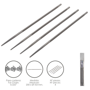 Limes à chaîne de tronçonneuse 200 x O/ 4,8 mm. 0,325 po (Lot de 4 pièces) - Product Image 1