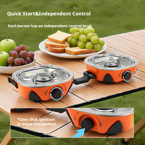 Estufa de <span class=keywords><strong>gas</strong></span> portátil de doble quemador para exteriores, plegable, con carcasa de succión magnética, fuego potente, para camping. - Product Image 3