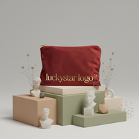 Pochette en velours de luxe personnalisée ECOGREEN avec fermeture à glissière, trousse de maquillage de voyage, motif géométrique tendance, sac cosmétique