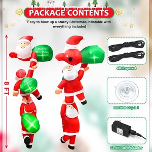 Decoración Navideña Inflable de Santa Claus de 2.4 Metros, con Luz, para Interiores y Exteriores, 3 Santa Blow, Decoración Inflable Navideña - Product Image 4