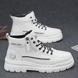 Men Casual White Sneakers Pu Thick-soled Height-increasing Work <b>Boots</b> Men - Product Image 4