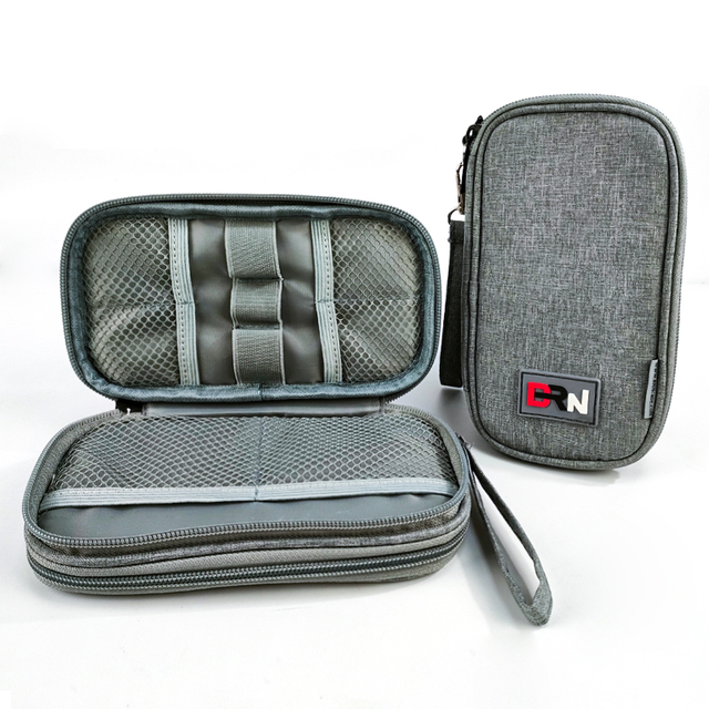 Custom Accessories Waterproof Nylon+Spandex Gray Power Bank Case Portable USB Charger Travel Cable Digital Organizer Case