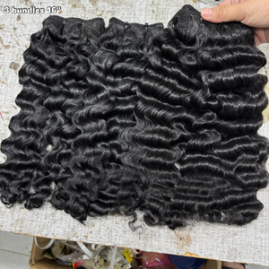 Extensions de cheveux humains en vrac, bruts, bouclés et ondulés, non-Remy, à <span class=keywords><strong>double</strong></span> trame, fabriquées à la machine, origine Cambodge - Product Image 3