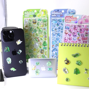 Autocollants gonflés d'animaux mignons, cochon d'Inde et lapin amusants, écologiques, imperméables, en couleur, en relief 3D pour scrapbooking - Product Image 6