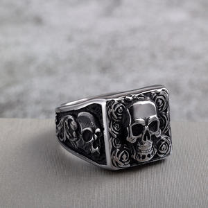 Stainless Steel Punk <b>Ring</b> Skeleton Design Halloween Hip Hop Jewelry - Product Image 2