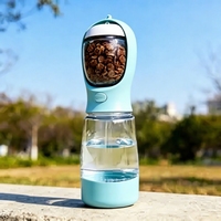 Gourde de voyage multifonctionnelle pour animaux de compagnie, légère, anti-fuite, avec récipient à friandises et support pour sacs à déjections
