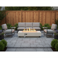 Table de feu en béton moderne de 65 000 BTU, aspect marbre naturel, foyer au propane pour jardin et patio - Brasero extérieur portable