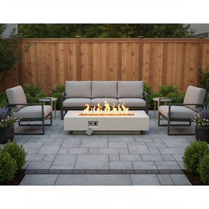 Table de feu en béton moderne de 65 000 BTU, aspect marbre naturel, foyer au propane pour jardin et patio - Brasero extérieur portable - Product Image 2