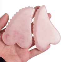 Outil de massage Gua Sha en quartz rose - Planche Gua Sha à bords uniques pour le SPA et la thérapie d'acupuncture
