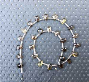Gema de cuarzo ahumado biológico, 1 hebra, 22 piezas, cuentas facetadas en forma de pera para fabricación de joyas, fabricación de joyas - Product Image 5