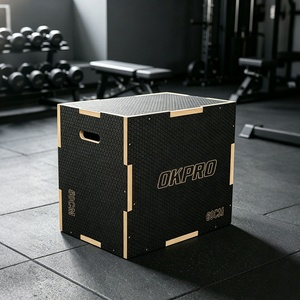 OKPRO Box Pliometrico in Legno Nero 3 in 1 per Allenamento <span class=keywords><strong>Fitness</strong></span>, Esercizi e Ginnastica - Product Image 2