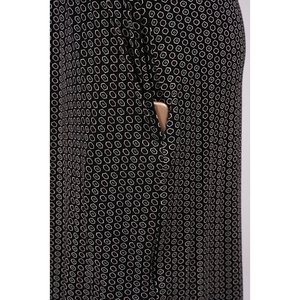 Vestido Corto Negro Estampado para Mujer, Nuevo Modelo 2025, Cintura con Cordón Ajustable y Ribete en Contraste para Uso Diario Informal - Product Image 5