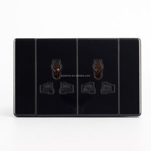 Interruttore e Presa Elettrica da Parete Ultrasottile di Lusso Moderno in Vetro Nero con Spina a 3 Pin Universale per Bolivia e Venezuela - Product Image 1