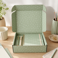 Individuell Bedruckte Salbeigrüne Gepunktete Versandbox Umweltfreundliche Wellpappe Abonnement-Versand Geschenkverpackung für Schreibwaren