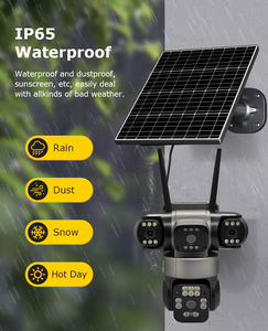 كاميرا فيديو ذكية رباعية العدسات مع خاصية تتبع الحركة البشرية بالذكاء الاصطناعي، تعمل بالطاقة الشمسية والبطارية، كاميرا لاسلكية خارجية بتقنية الجيل الرابع مع خاصية التحريك والإمالة والتكبير - Product Image 4