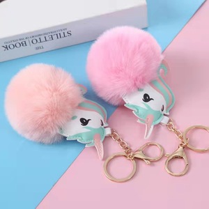 Vente en gros de <span class=keywords><strong>porte</strong></span>-clés licorne <span class=keywords><strong>pompon</strong></span> moelleux mignon <span class=keywords><strong>porte</strong></span>-clés pendentif voiture en peluche créative accessoires - Product Image 5