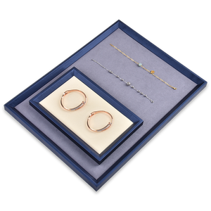 Vente en gros de présentoir de comptoir de plateau de bijoux à cadre bleu foncé de style élégant de Jinsky pour un présentoir de bijoux impressionnant - Product Image 6