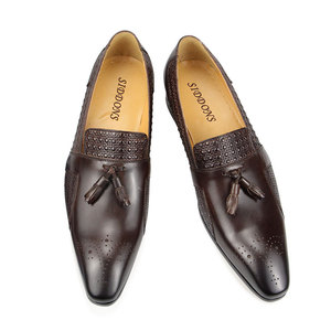 Chaussures habillées pour hommes en cuir véritable personnalisables, confortables, style vintage, mocassins plats à enfiler, bout carré, à lacets, respirantes - Product Image 2