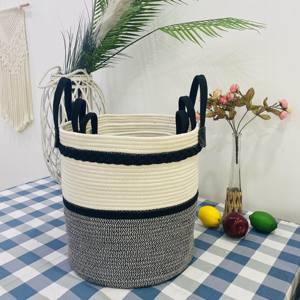 Paniers <span class=keywords><strong>de</strong></span> <span class=keywords><strong>rangement</strong></span> en corde <span class=keywords><strong>de</strong></span> coton <span class=keywords><strong>tressé</strong></span> coloré Différents styles Organisateurs <span class=keywords><strong>de</strong></span> matériaux naturels - Product Image 3