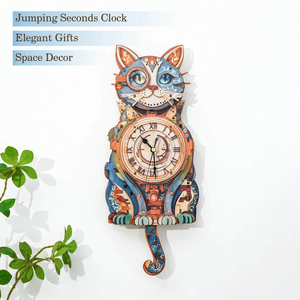 Reloj de Pared 3D con Forma de Gato, Modelo de Madera para Colgar en la Pared, Decoración de Escritorio Colorida, Regalo - Product Image 4