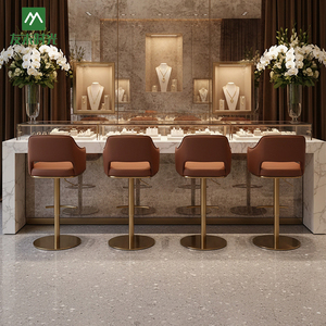 Modern Stainless Steel <strong>Adjustable</strong> <strong>Height</strong> <strong>Bar</strong> <strong>Stools</strong>-Durable &amp; Steady for Jewelry Stores Optical Shops Cash Registers - Product Image 4