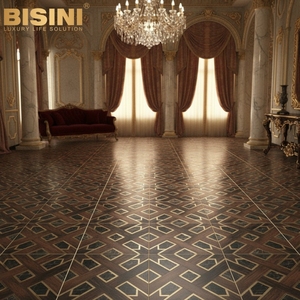 <span class=keywords><strong>Parquet</strong></span> en bois <span class=keywords><strong>exotique</strong></span> Opulence Underfoot, bois foncé et riche, avec incrustations de marbre noir et de laiton, pour les maisons exigeantes - Product Image 6