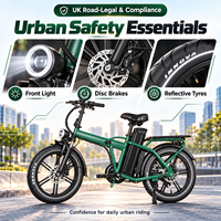 Vélo électrique pliable QMWHEEL F30 Pro UK, vente en gros, vélo électrique à pneus larges, 20 pouces, 250W, 48V, 45Ah, longue autonomie
