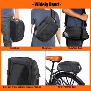 Échantillon gratuit, sacoche de vélo multifonctionnelle en gros, logo personnalisé, sacoche arrière de vélo 3 en 1 avec compartiment pour ordinateur pour les trajets quotidiens - Product Image 2