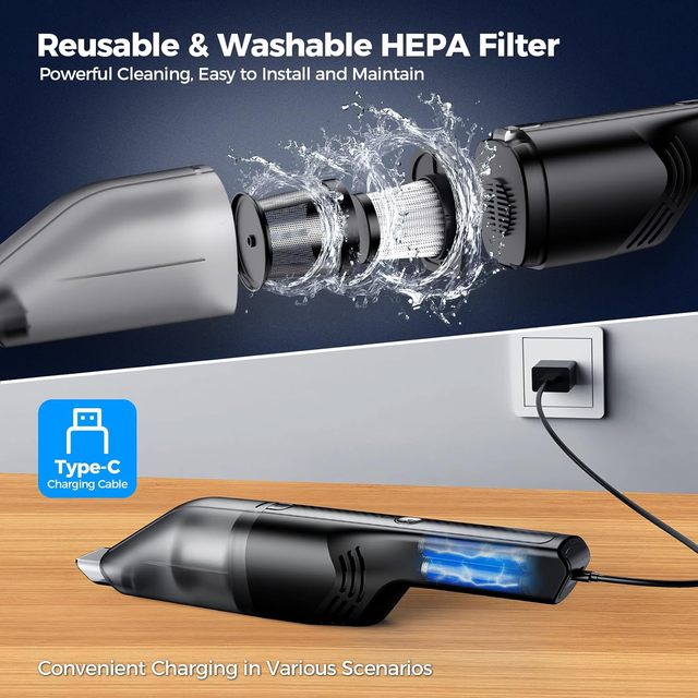 Violent Handheld Cordless Vacuum Cleaner Rechargeable 11.1V Strong Suction Portable Car Vacuum Cleaner HEPA Filter Dust Buster