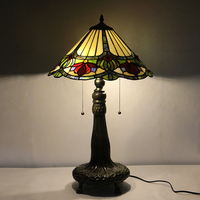 Lampe de table florale en verre teinté LongHuiJing de 16 pouces, base en alliage de zinc, ampoule E26 E27, lampe de bureau intérieure, décoration de la maison, vente en gros