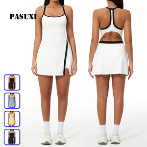Robe de tennis athlétique respirante et anti-humidité PASUXI prête à être expédiée, coupe ajustée, haute élasticité, séchage rapide, jupe de yoga - Product Image 1