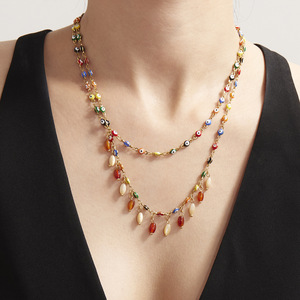 สร้อยคอจี้โมราธรรมชาติชุบทองแท้สแตนเลสเครื่องประดับแฟชั่นสร้อยคอพร้อมดวงตาเคลือบ - Product Image 1