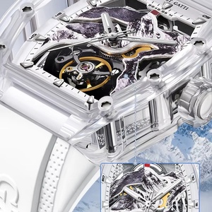 BG6001 Men Automatic <b>Watch</b> Transparent Tonneau Case <b>Mechanical</b> Wristwatch Luminous Fluororubber Strap Mount Everest Dial - Product Image 3