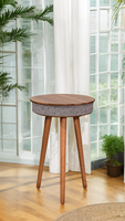 Table basse d'appoint moderne et minimaliste en bois massif, pliable, avec haut-parleur et support de téléphone sans fil, pour salon