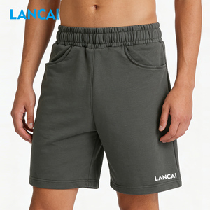 Custom Men's Athletic Gym Basketball Biker Casual Shorts Summer Running Double <b>Layer</b> Oversized 100% Cotton <b>Mid</b> Sporty Solid - Product Image 2