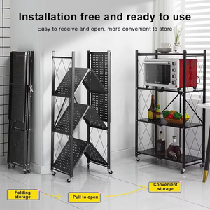 Có thể gập lại màu đen kệ lưu trữ thép Kệ estantes di động gấp kệ 5 Lớp Gấp kệ lưu trữ cho nhà - Product Image 3
