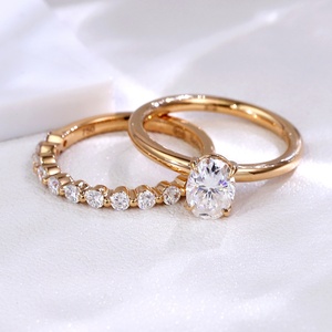 Oval Cut D VVS Moissanite High Jewelry New Design 10K 14K 18K Solid Yellow Gold Wedding <b>Rings</b> <b>Couple</b> Set for Women Daily Wear - Product Image 3