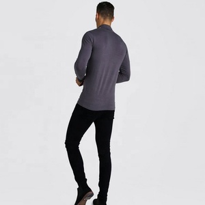 <span class=keywords><strong>Jersey</strong></span> de manga larga ajustada cuello alto rollo en negro/gris/<span class=keywords><strong>Blanco</strong></span>/gris oscuro los hombres camiseta - Product Image 2