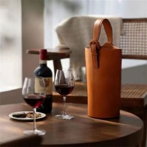 Porte-bouteille de vin en cuir avec logo personnalisé, sac de transport pour vin portable pour cadeau - Product Image 2