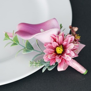 H561 Bouquet Artigianale di Calla in Seta Artificiale, Spilla per Abito, Corsage per Sposa e Sposo, <span class=keywords><strong>Accessori</strong></span> per Feste - Product Image 4